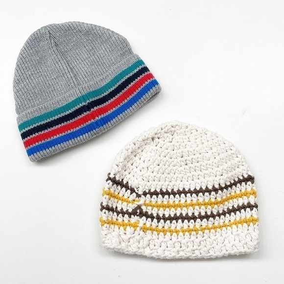 Set of striped knit baby beanies - Picture 2 of 3
